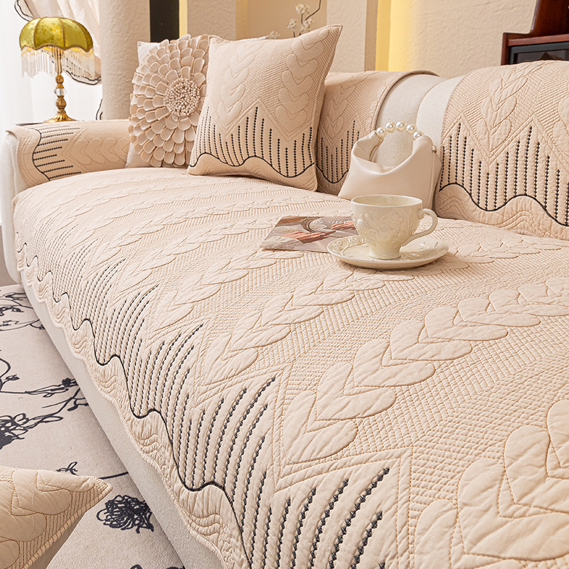 异形カットマルチカバー ソファー  ワラビーデザイン 3~4人掛け 麦穂柄 ソファーマット 肘あり 肘なし 滑り止め 綿100% ペット 猫 犬 爪とぎ 伤 防止 丸洗い 春夏秋冬 インテリア 北欧風