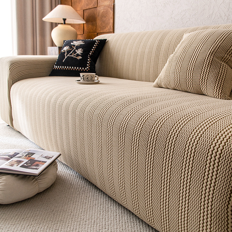 ✨滑り止め ソファーカバー ベージュ 70×70cm 傷防止 ペット ジャカード織りストレッチソファーカバー ペットの爪とぎ対策 傷に強い