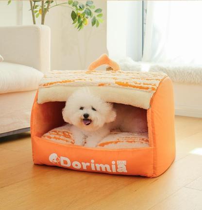 洗える半密閉タイプペットベッド 三方向包囲型 ふわふわ大空間 安眠ドーム型 猫犬兼用 ドームベッド 秋冬用 保温防風 クッション性抜群 丸洗い可能 へたりにくい 高反発 体圧分散 ぐっすり熟睡 隠れ家 安心感 ドッグベッド-Giipet