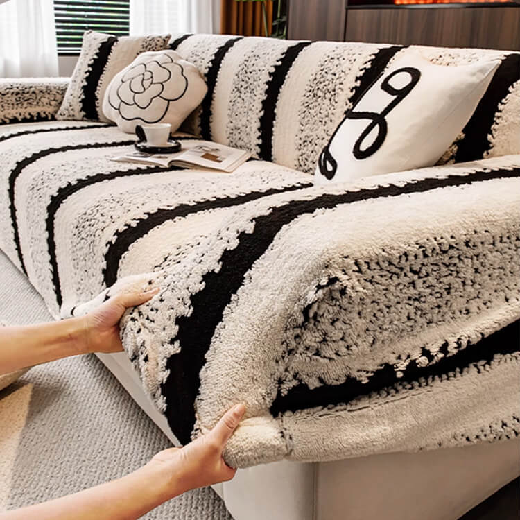 ペットのひっかきに強い高密度ソファカバー クッションカバー付き コットンフリース 厚手なのにムレない 抜け毛・毛玉ゼロ 静電気防止 ストレッチフルカバー 簡単装着 肌に優しい 年中快適 レトロクラシック ホコリ対策 高級感 インテリア-Giipet