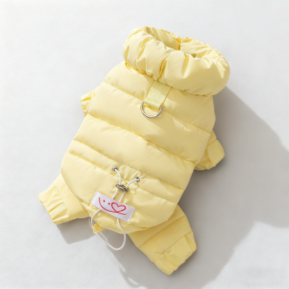 ペット用グラフェン四脚ダウンジャケット 極暖 蓄熱発熱コート -15℃耐寒 撥水 防風 防汚 フルカバー設計 3秒着脱 ドローコード調節可 犬服 冬用 ダックダウン高密度充填 グラフェン裏地 動きやすい軽量設計 リード穴付き-Giipet