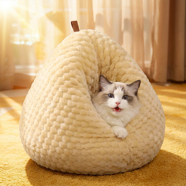 ぷりぷり鶏のお尻形ドームベッド ペットベッド 猫ハウス 犬ベッド 冬用 極厚 短毛フリース ふわもこ 暖かい 保温 防寒 密閉式 体圧分散 高反発 へたりにくい 変形しない 広々深型 大容量 10kg以内 小型犬 大型猫 手提げ 移動簡単 ぐっすり眠れる安心感