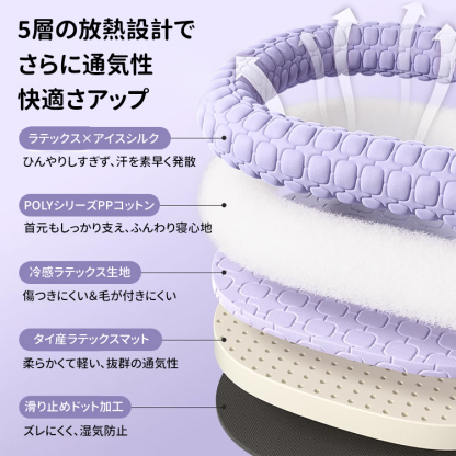 ラテックス冷感ペットベッド 夏用 犬猫兼用 プレミアムラテックス アイスシルク素材 瞬間冷却 持続冷感 防ダニ抗菌 通気性抜群 ふんわり寝心地 洗える 滑り止め付 暑さ対策
