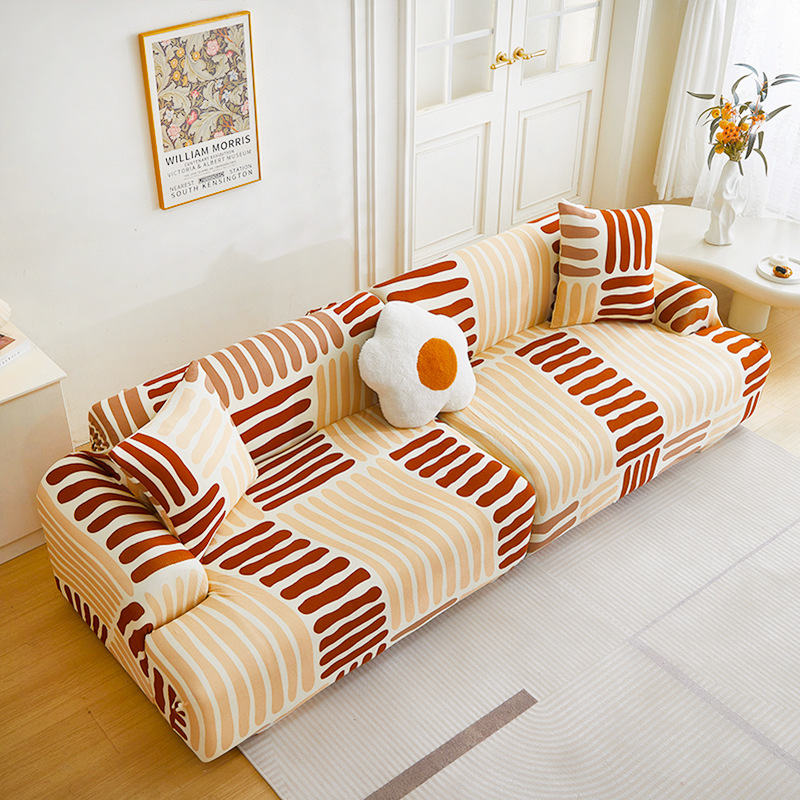 北欧涼感ソファカバー 幾何学アート 暑さ対策 ひんやり 接触冷感 レトロモダン  おしゃれ 伸縮性抜群 ストレッチ ペット対応 傷防止 引っかきに強い 毛がつきにくい 丸洗いOK ソファー保護カバー 蒸れない