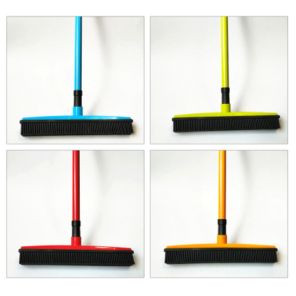 ゴッソリ毛取りほうき 抜け毛取りワイパー 床・カーペット用 シリコン製 水切り・ホコリ取り両用 静電気防止 丸洗いOK 伸縮ポール付 傷つけない お手入れ簡単 犬猫の毛 髪の毛掃除に