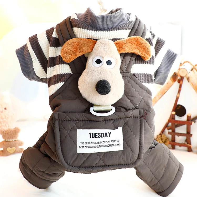 冬用ぬいぐるみ付き防寒ペットウェア ふわふわボア入り 保温防風防水 犬用コート 可愛いデザイン 快適通気性 高品質PP綿使用 伸縮性あり 温度ロック 裏ボア仕様 XS〜XLサイズ対応-Giipet