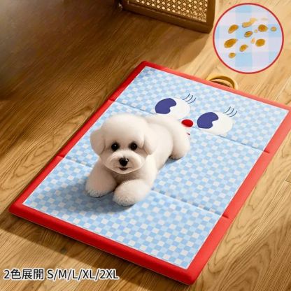 ペット用両面冷感防水マット 犬猫兼用 ひんやり 高密度アイスシルク生地 防水防汚 厚手2cm高反発 三つ折り収納 大判サイズ 洗濯機丸洗いOK 簡単お手入れ 耐久性抜群 2色展開 多頭飼い対応