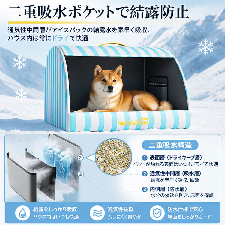 冷感ペットハウス｜接触冷感・防水｜大型犬｜夏の暑さ対策