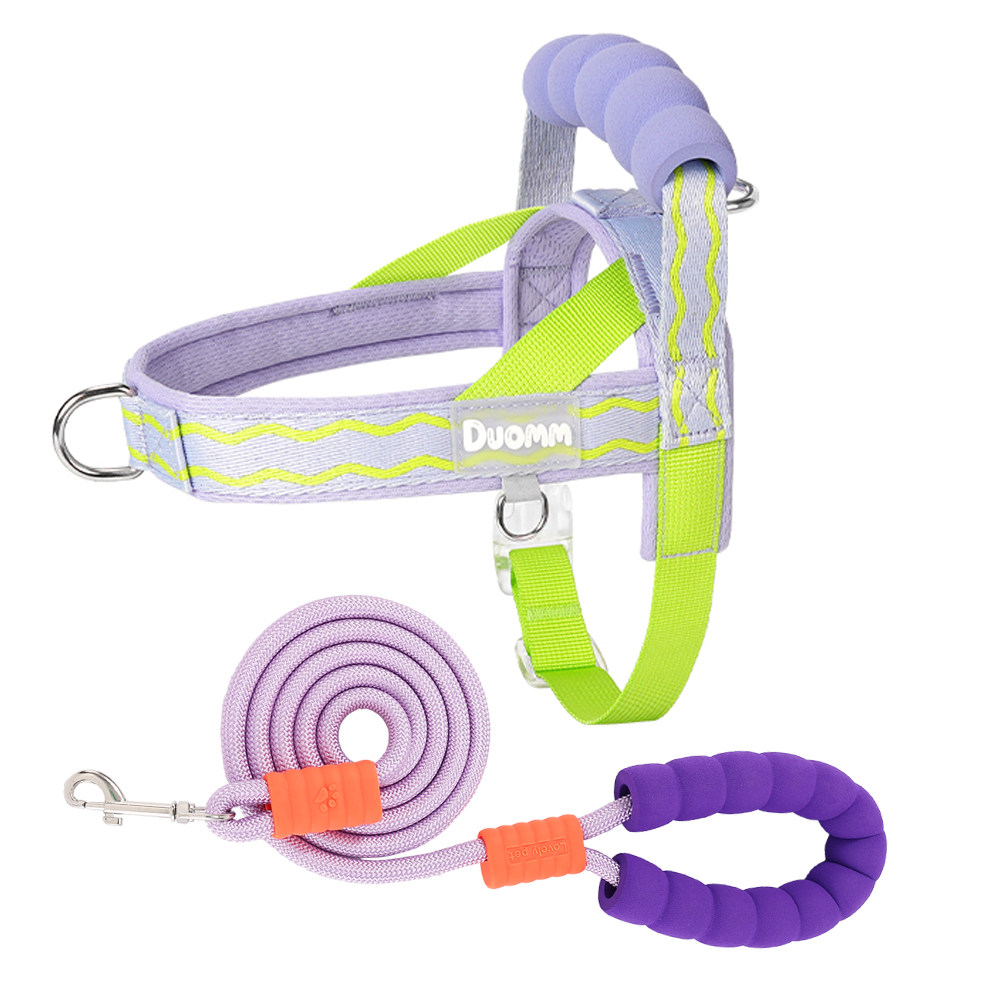 Giipet-T型ペット用ハーネス 衝撃吸収 愛犬とのお散歩がもっと楽しくなる 通気性バツグン ダブルDカン  抜けにくい 1.5mリード付き 犬用胴輪 お散歩