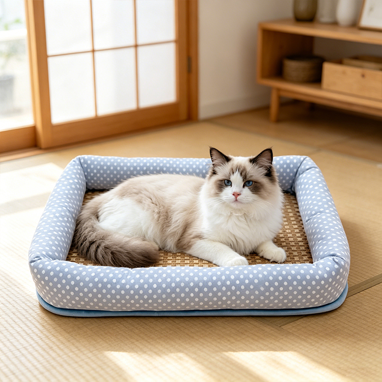 2in1 天然藤編みペットベッド 夏用 ラタンベッド 犬 猫 ひんやり