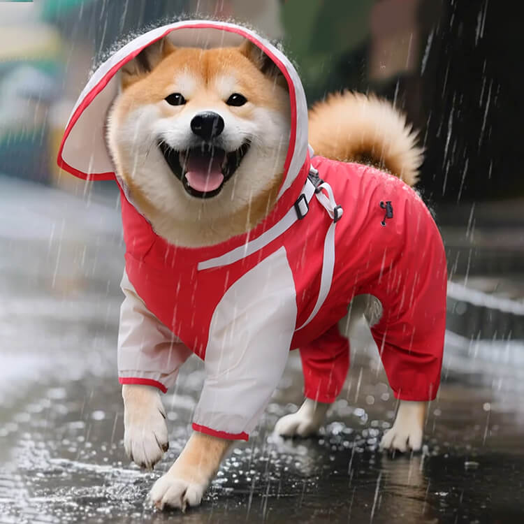 giipet-リード付きペット用4本脚レインコート