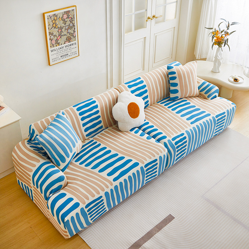 北欧涼感ソファカバー 幾何学アート 暑さ対策 ひんやり 接触冷感 レトロモダン  おしゃれ 伸縮性抜群 ストレッチ ペット対応 傷防止 引っかきに強い 毛がつきにくい 丸洗いOK ソファー保護カバー 蒸れない