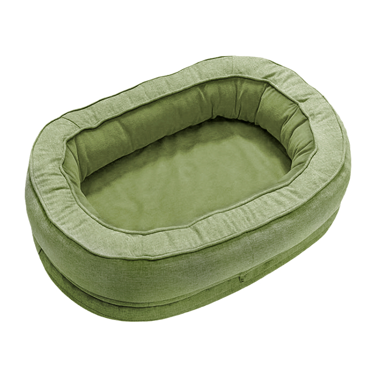 ドーナツ型ペットベッド 厚手クッション 3D低反発ウレタン 背骨サポート 関節保護 波型マッサージデザイン 通気性抜群 ムレにくい 頭部＆首サポート 洗濯機対応 撥水素材 お手入れ簡単 犬猫兼用 年中使える 小型犬 中型犬 大型犬対応-Giipet