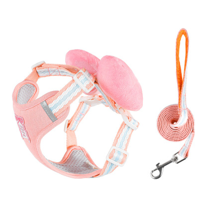 可愛いリボン付き犬用ハーネス おしゃれで安定感抜群！軽量＆通気性メッシュで快適フィット ズレにくい簡単装着 負担なしの工字型デザイン 豊富なドーパミンカラー 小型犬 中型犬 子犬 お散歩 お出かけ用 散歩グッズ 犬用品-Giipet