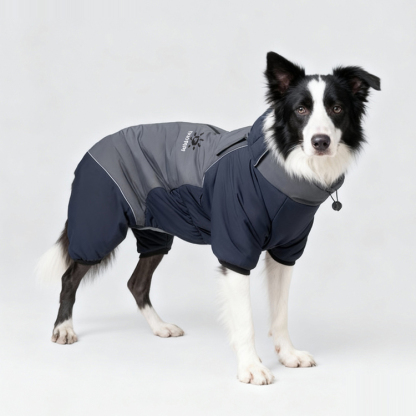 犬服 ドッグウェア 中・大型犬用 防寒ロンパース 秋冬 あったか 保温 防寒着 撥水 防風 防水ジッパー 反射材ライン 簡単着脱 マジックテープ 調節ストッパー 3層構造 優しい着心地 おしゃれ バイカラー フィット お散歩安心 ワンちゃんの歩くカイロ-Giipet