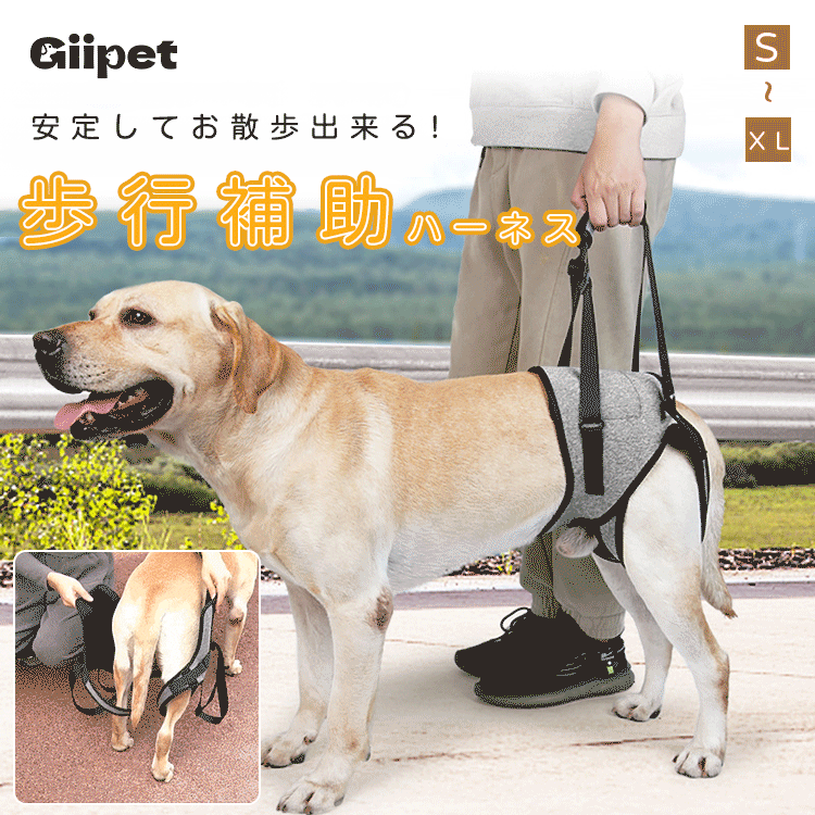Giipet-老犬用補助ハーネス 犬 歩行補助ハーネス 胴体用 老犬 介護 年を取った 怪我 手術 快復中 病気 安全帯 手洗いok 通気性 抗菌消臭 脱着簡単 お出かけ便利 