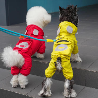 犬用レインウェア 4本足 軽量アウトドアウェア オールシーズン対応 防風 防水 防汚 ドッグウェア 一体型ハーネスDカン付き ミニポケット 着脱簡単 伸縮性袖口 耳付きフード付き 小型犬 中型犬 大型犬 寒さ対策 梅雨対策 汚れ防止 花粉対策-Giipet