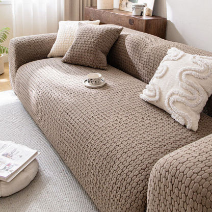 ミルキーホワイト水玉ソファカバー 引っ掻き防止 爪とぎガード 防水 耐尿加工 汚れ防止 高伸縮 柔らかい 無臭 傷防止 犬猫対策 おしゃれ 北欧風 洗える 1-4人掛け