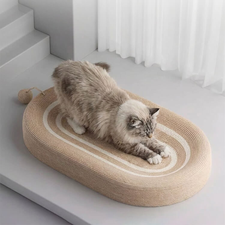 猫ベッド 爪とぎ 爪研ぎ サイザル 麻 耐摩耗 1台2役 大型猫 65cm 広々 キャットハウス ボール付き 遊び 休憩 曲線フィット 滑り止め オールシーズン 丈夫 天然ジュート 室内用