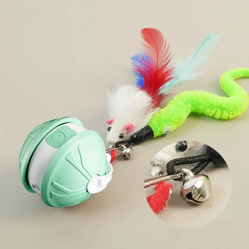 レーザー猫おもちゃボール 動くしっぽ付き 自動走行 スマートボール 噛むおもちゃ 知育玩具 猫犬兼用 3モード搭載 カラフルLEDライト 毛絡み防止 TPR素材 安全 長持ちバッテリー TYPE-C充電 本能刺激 運動不足解消