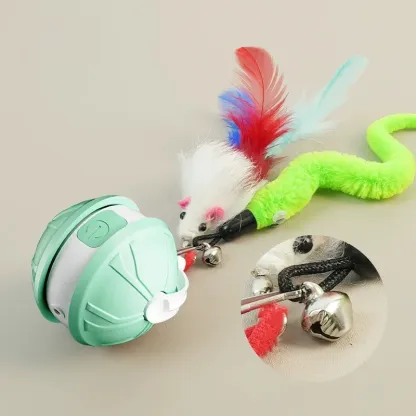 レーザー猫おもちゃボール 動くしっぽ付き 自動走行 スマートボール 噛むおもちゃ 知育玩具 猫犬兼用 3モード搭載 カラフルLEDライト 毛絡み防止 TPR素材 安全 長持ちバッテリー TYPE-C充電 本能刺激 運動不足解消