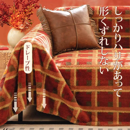 秋冬用 クリスマスチェック柄 ソファカバー ラビットファー調 なめらか肌触り ふわふわ 保温 軽量 厚手 高品質シェニール マルチカバー リビングインテリア 防汚 ズレ防止 おしゃれ 季節感たっぷり-Giipet