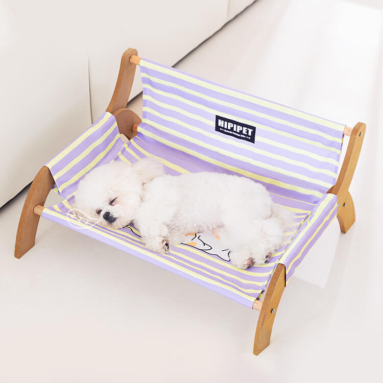 猫犬兼用 ストライプ柄リクライニングチェア オールシーズン 耐荷重7.5kg 安定の厚手木製フレーム 丸角安全設計 通気性抜群 冷感素材 湿気・暑さ・床冷え対策 洗濯機OK お手入れ簡単 広々スペース 子猫 子犬 小型犬 中型犬 高耐久 組立簡単 インテリア