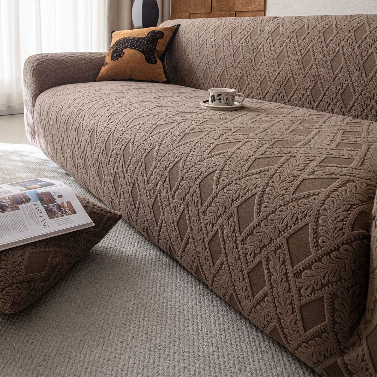 海外向けジャカードベルベットソファカバー ペット用 防水 おしっこ対策 爪とぎ防止 汚れ防止 傷防止 厚手 高伸縮 無臭 ズレにくい 洗える ソファ保護 犬猫対策 四季通用