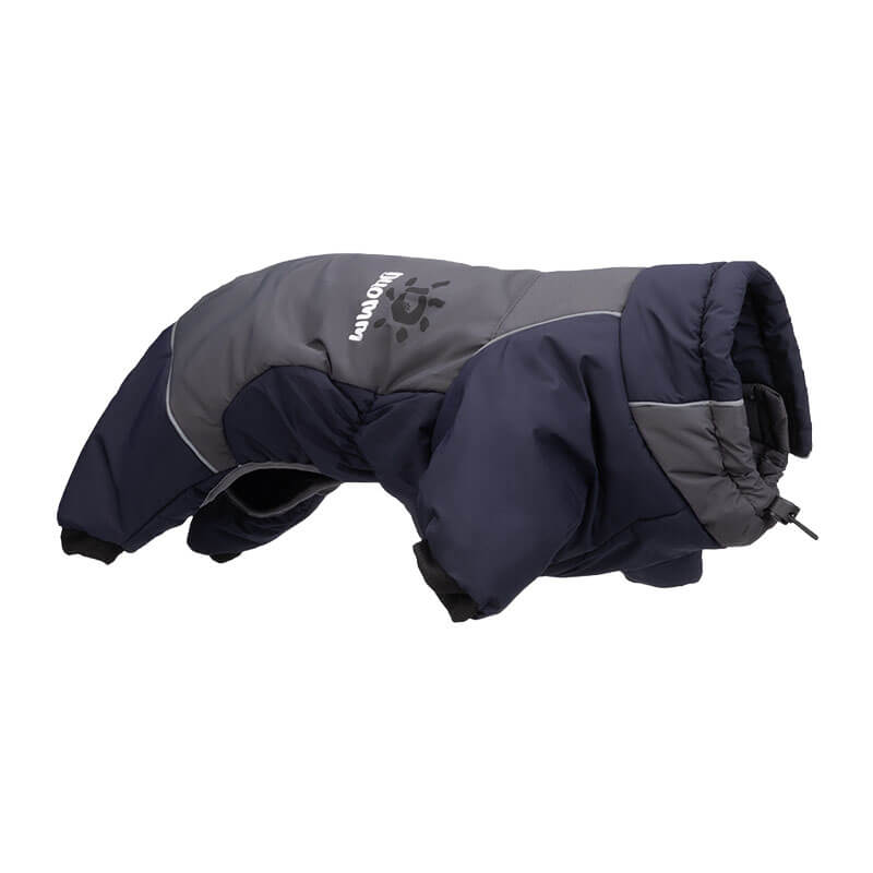 犬服 ドッグウェア 中・大型犬用 防寒ロンパース 秋冬 あったか 保温 防寒着 撥水 防風 防水ジッパー 反射材ライン 簡単着脱 マジックテープ 調節ストッパー 3層構造 優しい着心地 おしゃれ バイカラー フィット お散歩安心 ワンちゃんの歩くカイロ-Giipet