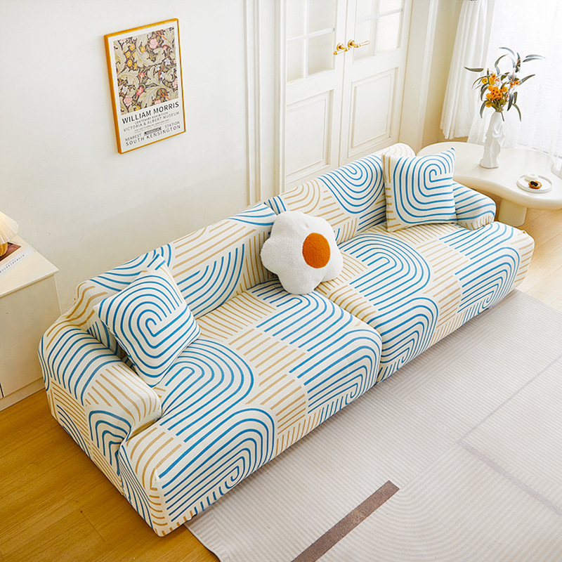 北欧涼感ソファカバー 幾何学アート 暑さ対策 ひんやり 接触冷感 レトロモダン  おしゃれ 伸縮性抜群 ストレッチ ペット対応 傷防止 引っかきに強い 毛がつきにくい 丸洗いOK ソファー保護カバー 蒸れない