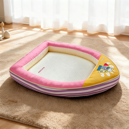 船型ペットベッド 接触冷感 ひんやり 夏用 アイスビーズ素材 クール 四季通用 拨水加工 通気性 蒸れない ネックサポート 顎乗せ 熟睡 丸洗い可能 滑り止め 猫 小中型犬 暑さ対策 涼しい