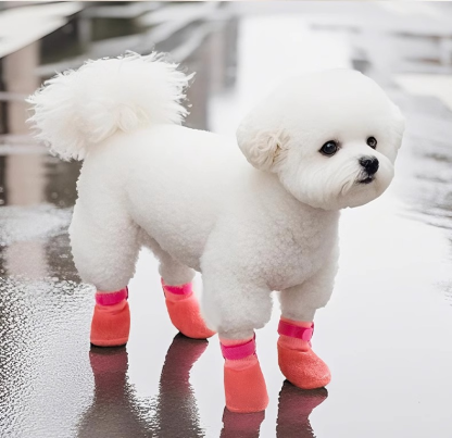 オールシーズン犬用ソックスシューズ 防水防汚 滑り止め 耐摩耗 脱げにくい マジックテープ固定 柔らかニット 軽量 通気性 天然ゴムソフトソール 着脱簡単 お散歩 汚れ防止 ケガ保護 寒さ対策 小型犬 中型犬 大型犬対応-Giipet