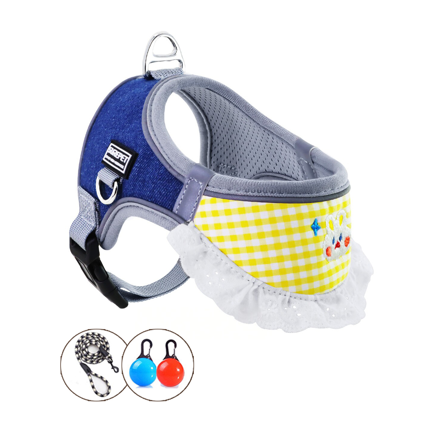 ヨダレかけ付きハーネス型リードセット スタイ付き ヨダレかけ 猫 小型犬 中型犬 可愛い おしゃれ 調整可能 抜けにくい 散歩 外出 お出かけ ドッグウェア ペット用品
