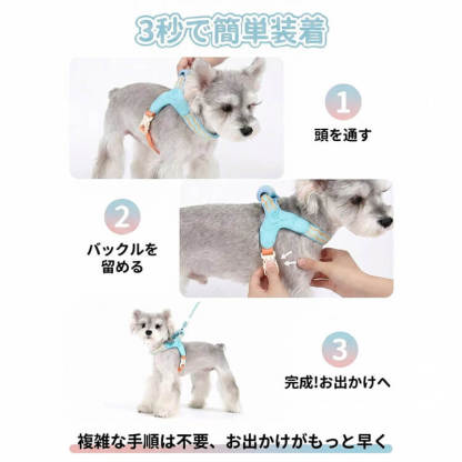 サドル型 ハーネスセット リードセット 引っ張り防止 抜けにくい 首に優しい 気管虚脱防止 胴轮 メッシュ 通気性 3秒装着 簡単着脱 小型犬 中型犬 大型犬 5色 おしゃれ お散歩 外出