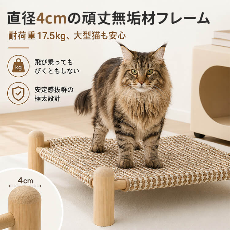 木製ロータイプペットベッド 小型犬 猫 四季通用 ローステップ 入り