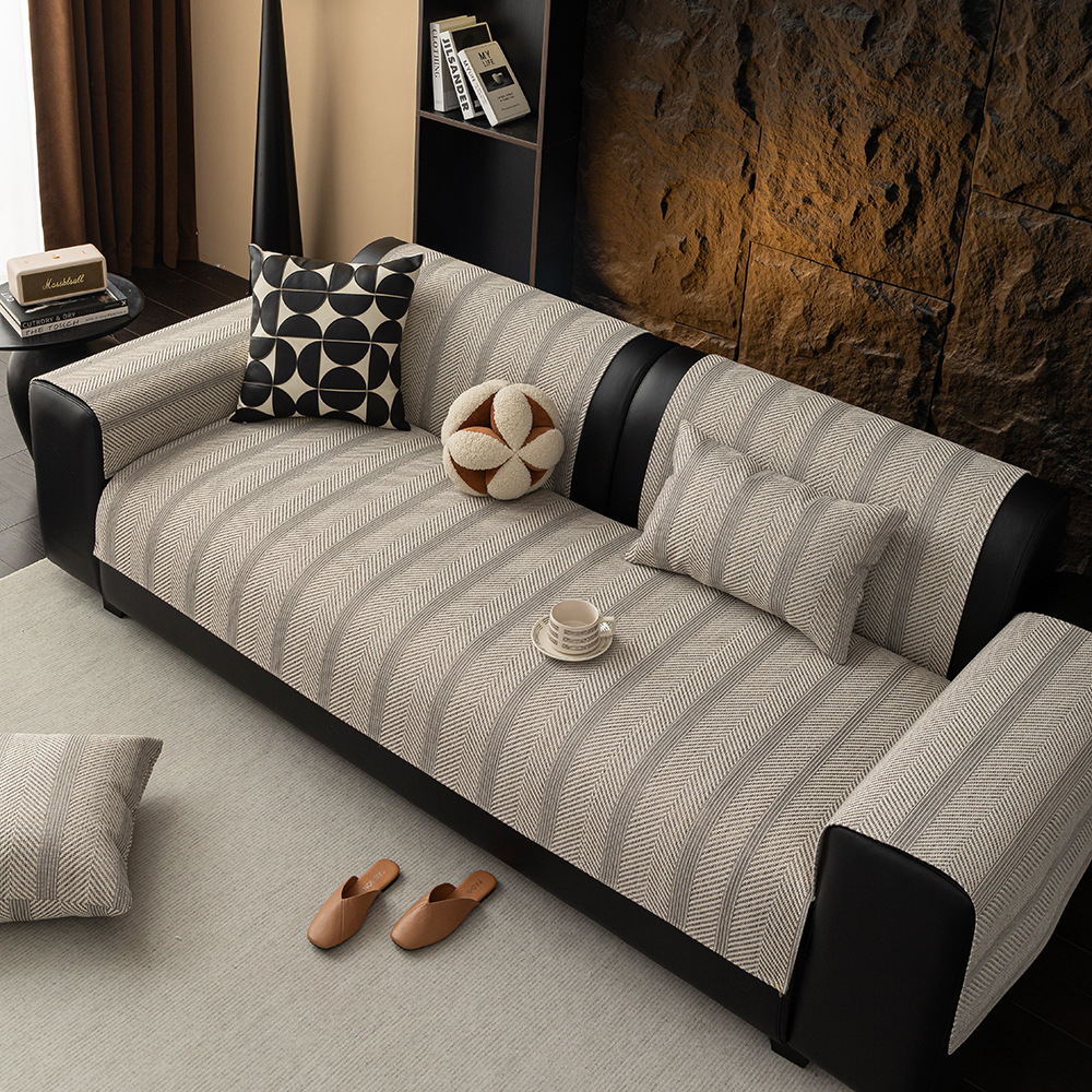 ヘリンボーンソファカバー オールシーズン対応 6Dシリコン滑り止め付き 猫の爪にも強い高耐久性 麻風デザインで肌触り快適 洗濯に強く色褪せ・縮みなし ダニ防止・抗菌 通気性抜群で蒸れない おしゃれ 12サイズ展開-Giipet