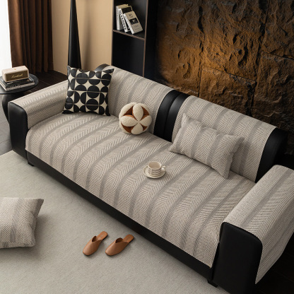 ヘリンボーンソファカバー オールシーズン対応 6Dシリコン滑り止め付き 猫の爪にも強い高耐久性 麻風デザインで肌触り快適 洗濯に強く色褪せ・縮みなし ダニ防止・抗菌 通気性抜群で蒸れない おしゃれ 12サイズ展開-Giipet