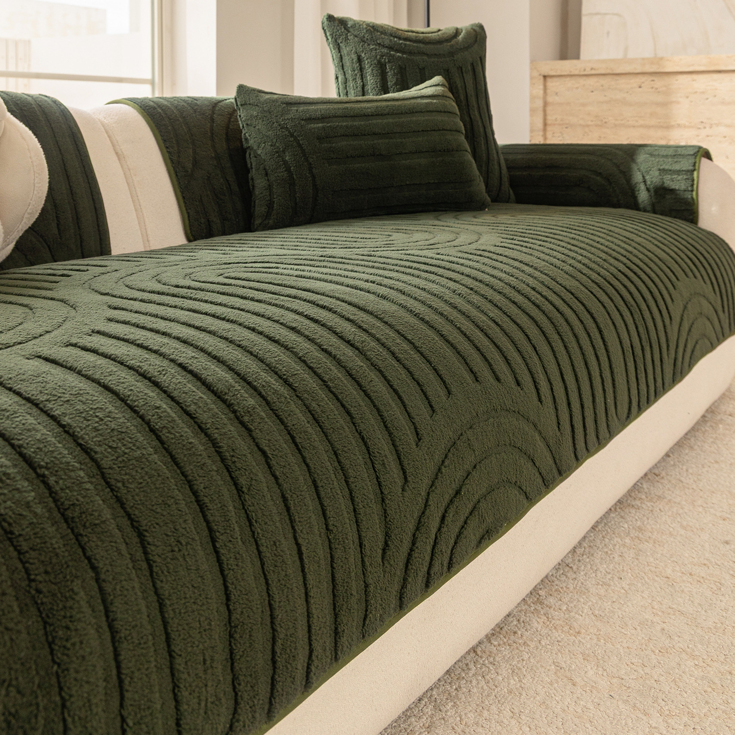 ふわもこソファカバー マルチカバー 厚手 シェニール ジャガード織り 秋冬暖かい 保温蓄熱 とろける肌触り 爪とぎ防止 毛玉にならない 引っ掻きに強い 洗える 丸洗いOK 滑り止め ズレない 耐久性 耐摩耗 北欧 おしゃれ 簡単設置 1人~3人掛け 座面 背もたれ アームレスト対応-Giipet