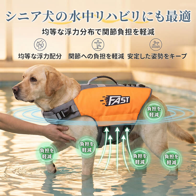 犬用ライフジャケット｜高浮力・安全ベルト付き・サイズ調整可能｜高
