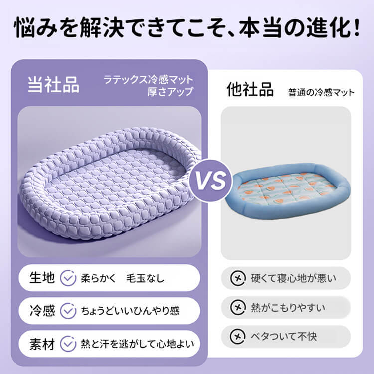 ラテックス冷感ペットベッド 夏用 犬猫兼用 プレミアムラテックス アイスシルク素材 瞬間冷却 持続冷感 防ダニ抗菌 通気性抜群 ふんわり寝心地 洗える 滑り止め付 暑さ対策