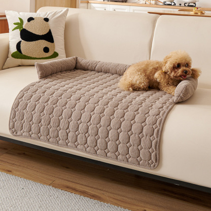 ペット用ソファマット ふんわり弾力 快適寝心地 75×75cm パール起毛生地 多色展開 犬猫兼用 大型犬対応 爪とぎ防止 滑り止め 洗濯機OK 年中快適 耐久性抜群 ズレ防止 厚手枕付き 安眠ベッド