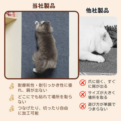 壁貼り爪とぎ 猫 キャットタワー 贴るタイプ 家具保護 ソファー保護 跡が残らない 屑が出ない 耐摩耗性 耐引っかき 自由カット 3色展開 省スペース 強力粘着 猫 おもちゃ 室内用
