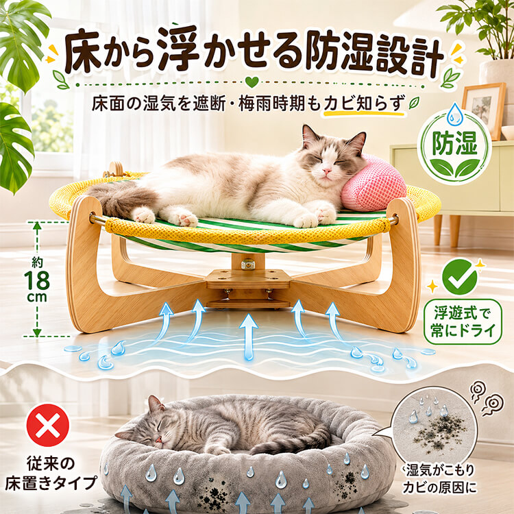 離地型ドーパミンカラーペットベッド 犬用 コット リバーシブル 猫