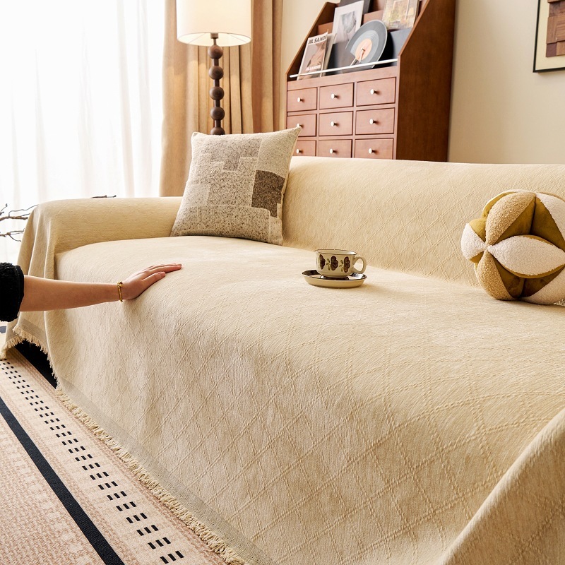 ダイヤモンド柄 ソファスロー 凹凸加工 3人掛け ジャガード織り マルチカバー シェニール 厚手 引っ掻きに強い 爪とぎ防止 汚れ防止 リバーシブル 北欧 おしゃれ 肘あり 肘なし 春夏秋冬 丸洗いOK 5色展開