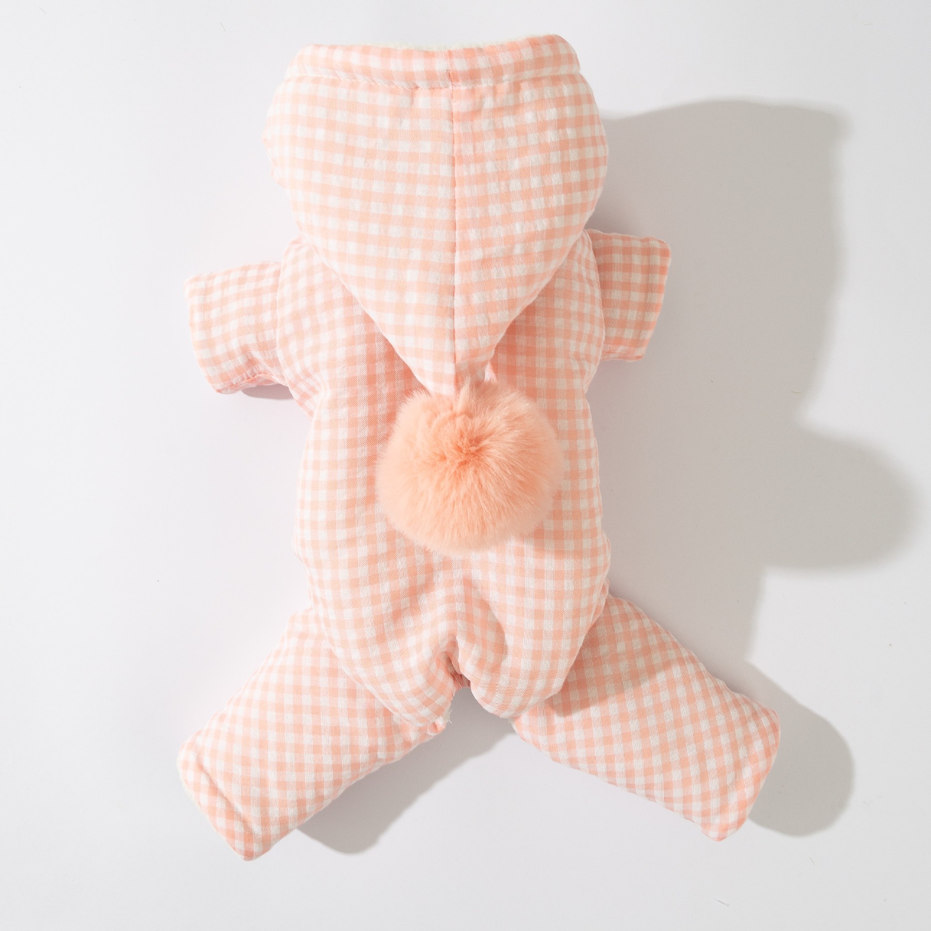 犬用 チェック柄あったかロンパース 秋冬 防寒 犬服 ドッグウェア 三層構造 保温 防風 中綿 フリース もこもこ 全身あったか 蓄熱 寒さ知らず 着脱かんたん スナップボタン 動きやすい リード穴付き お散歩 おしゃれ かわいい ぽこぽこワッフルチェック柄 小型犬 中型犬 大型犬-Giipet