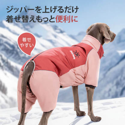 犬服 ドッグウェア 中・大型犬用 防寒ロンパース 秋冬 あったか 保温 防寒着 撥水 防風 防水ジッパー 反射材ライン 簡単着脱 マジックテープ 調節ストッパー 3層構造 優しい着心地 おしゃれ バイカラー フィット お散歩安心 ワンちゃんの歩くカイロ-Giipet
