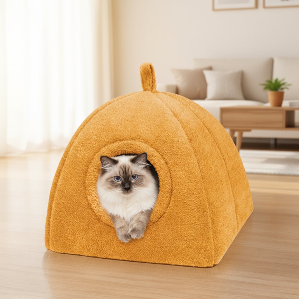 ドーム型ペットハウス ペットベッド ふわもこ 猫犬兼用 ドームハウス 360°防風 高反発クッション 丸洗いOK 滑り止め付 暖かくて心地よい 年中使える頑丈設計 小型犬 中型犬