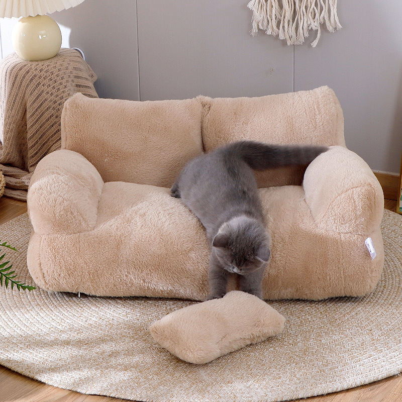 Giipet-ふわふわペットベッド 猫ベッド 犬 クッション ペットソファー 小型/中型犬用 猫用 モチモチ3D綿 ふわふわ 暖か 通年 洗える 滑りにくい裏生地 L グレー 