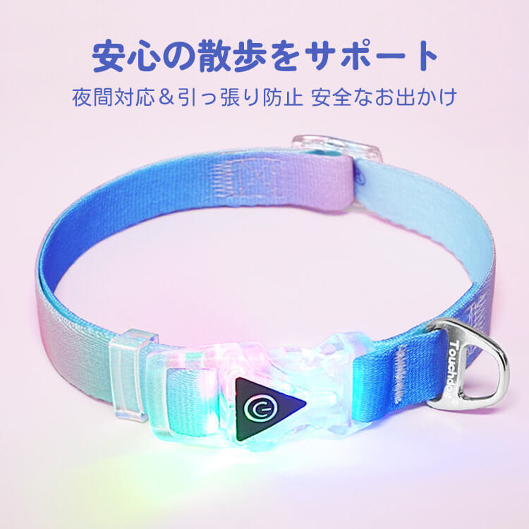 虹色LEDライト付きリード＆ハーネスセット 夜間安全 引張防止 ペット用お散歩グッズ カラフル3色ライト搭載 シャイニングスカイ ドリーミングサンセット 犬用ハーネス 小型犬 中型犬 安心お出かけ