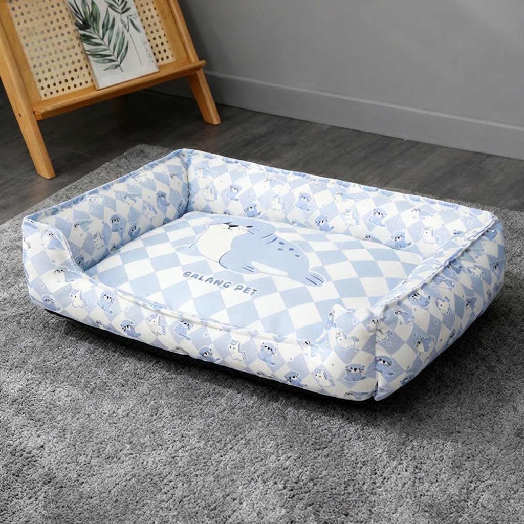 クールタッチ 四角ベッド 犬 猫 四角型 防水 耐久性抜群 高反発 脊椎保護 腰痛対策 耐摩耗 噛み付きに強い 滑り止め 通気性 暑さ対策 洗える 丈夫 長持ち 室内用 中 小型犬 クールベッド